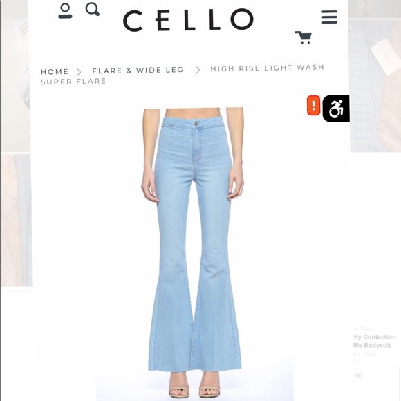 Cello High Rise Light Wash Super Flare Jeans - Picture 1 of 4